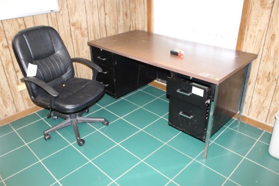 METAL DESK AND DRY ERASE BOARD