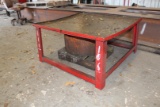 METAL TABLE W/OIL CATCH DRUM