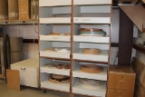 LAMINATE EDGE BANDING W/STORAGE RACK (ROLL OUT DRAWERS)
