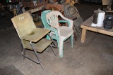 (5) Metal Folding Chairs and Stool
