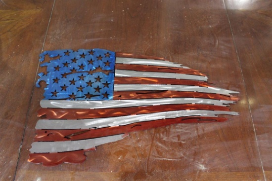 14"x24"x1/8" Steel American Flag Metal Artwork . ~