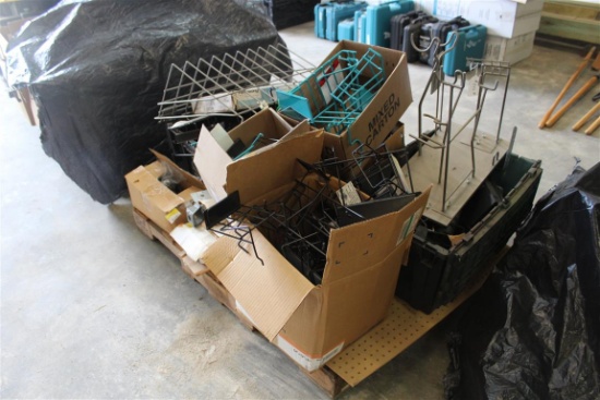 Pallet of Wire Racks and Display Hangers