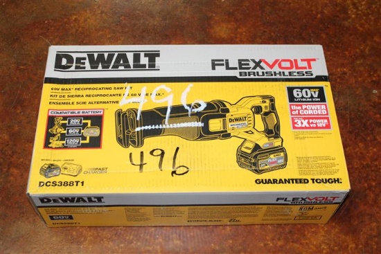 (1) DeWalt FlexVolt Brushless 60V Max Reciprocating Saw Kit Model DCS388T1