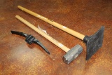 Lot of Sledgehammer, Pickaxe Head, and Hand Tamper