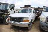 FORD F350 XL SALVAGE ROW Flatbed w/ Stake Side Single Cab 5 Speed Trans NO TITLE