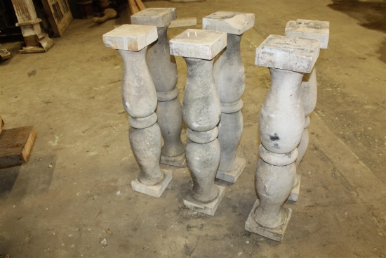 Lot of 6 salvaged concrete columns; dimenions approximately 6" x 6" x 32" tall