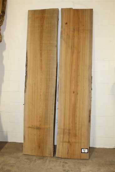 Set of two locally salvaged  Live Edge Sinker Cypress slabs; dimensions approximately 2" x 20" x 8'