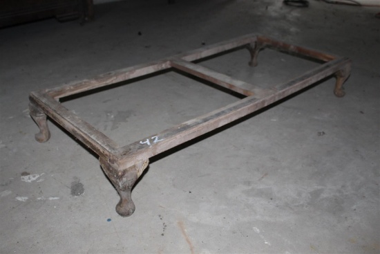 Antique wood coffee table base; dimensions approximately 7" x 22" x 4'