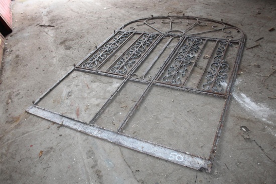 Antique Iron Gate salvaged from New Orleans; dimensions approximately 68" wide x 8' tall