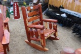 Wide Red Cedar Log Rocking Chair . ~