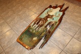 ORIGINAL ARTWORK BY JENNIE PEARSON . DEER ARTWORK ON CYPRESS 75 INCHES BY 25 INCHES    ~