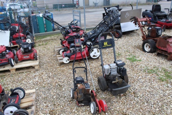 Row of (4) Salvaged Push Mowers, (1) Trimmer, and (1) Power Washer