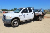 DODGE RAM 3500 Cummins Diesel Engine - Auto Transmission - 182,218 Miles - 9' Steel Flatbed w/ Hide