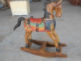 30'' TEAK WOOD ROCKING HORSE