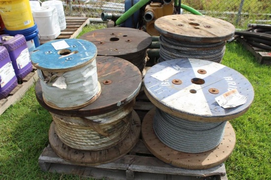 Lot of Misc Spool of Wire Rope & Rope