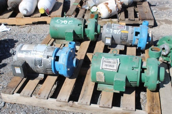 Pallet of (4) Pumps - (2) have 15HP Baldor Motor - 3450 RPM w/ Goulds Pumps