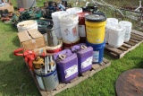 Lot of Misc Oil Buckets -Manual Pump - Oil Can - Hydraulic Oil
