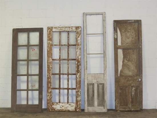 4 Mixed Lot of Reclaimed Antique Cypress Doors