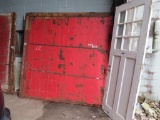 Reclaimed Antique Red Industrial Fire Door with original handle!