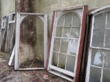 Set of 2 Rare Reclaimed Antique Old Growth Cypress Arch Windows