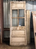 1 Reclaimed Antique Cypress four panel Uptown New Orleans door with crystal doorknob