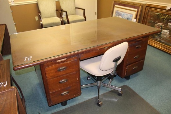 Glass Top Desk and Chair