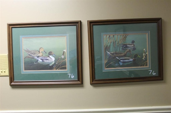 (2) Ducks Prints 26x22 Inch and (1) Bird Dog Print 28x37 Inch