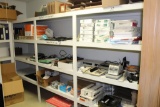 Content of Shelves such as office supplies, time clock, radio w/speakers, binders, staplers, staples