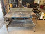 3 Ft 2 Inch x 5 Ft x 3 Ft Steel Shop Table with 8 Inch Back Splash