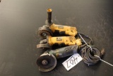 Lot of (3) 4 1/2 Inch Grinders ((2) Dewalt and (1) Metabo