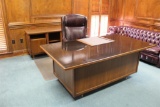 Glass Top Office Desk and Credenza