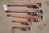 Lot of (5) Rdgid Pipe Wrenches -- (3) 26 Inch - (1) 18 Inch - (1) 14 Inch