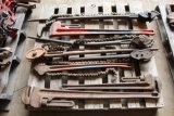 Lot of Pipe Wrenches and Chain Wrenches