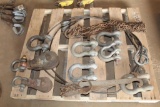 Pallet of Rigging -- 2-Part Chain - Wire slings - Shackles - (2) Blocks