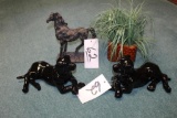 Desk Top Decorations -- (2) Dogs - (1) Horse - (1) Flower Pot