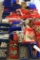 Large lot of misc fasteners, pipe cutting tools, Versa valve rockers, hose clamps, hinges, bolts,
