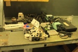 Lot of soldering iron tools and materials, 2 partial rolls of silver solder