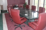Conference table w/ 9 chairs; granite top