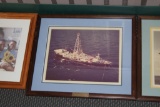 Lot of assorted framed industrial photos and paintings