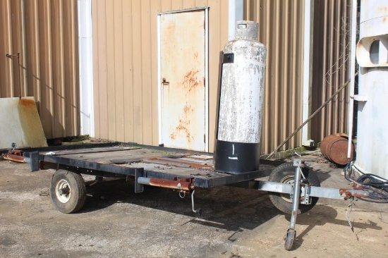 Small Trailer w/ 5 1/2" x 8' Deck + Propane Tank