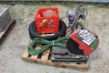 PALLET OF MISC CHOP SAW, TIRE, MAGNUM