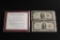 THE RED SEAL #2 BILLS, Certificate of Authenticity with Four Two Dollar Bills