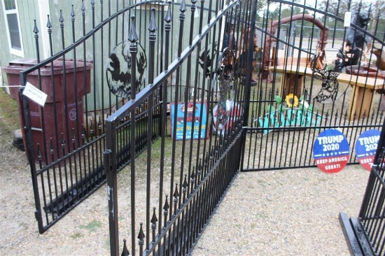 Black Wrought Iron Entrance Gates w/ Deer Design