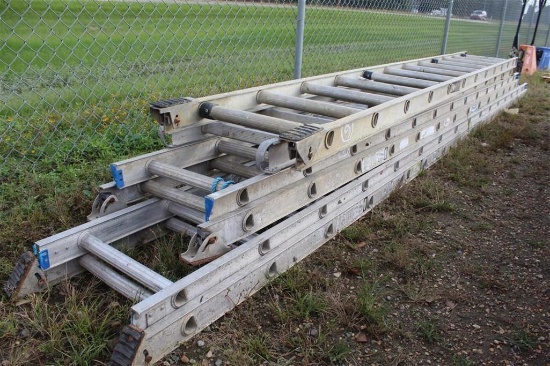 Lot of (3) 21' Aluminum Extension Ladders - (1) Michigan Brand, (2) Werner Brand