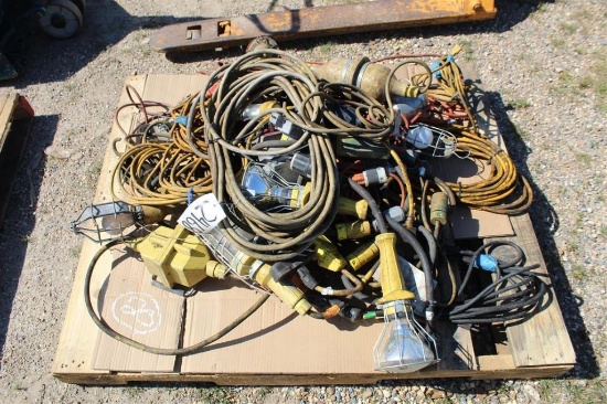 Pallet of Shop Lights + Extension Cords
