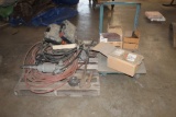Pallet of Misc Tools, Air Hose and Elec. Cable