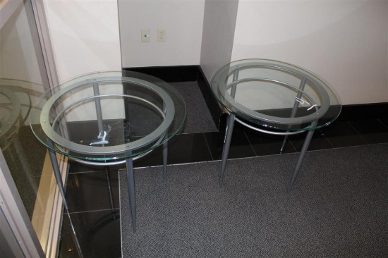 (2) Glass Top End Tables