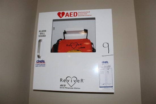 Cintas AED defibrillator...in Wall Metal Box