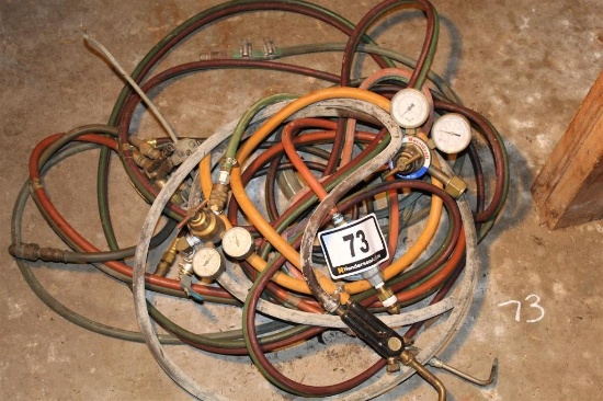 Lot of Brazing Torches with Hoses and Gauges