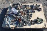 LOT OF SHACKLES, HOOKS, AND CHAINS